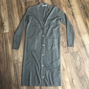 CJLA Heather Grey Long Button Up Cardigan